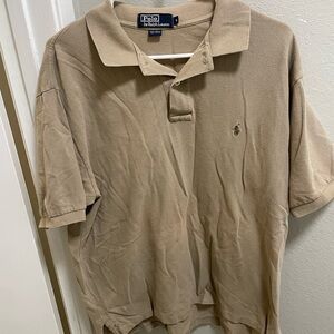 Polo Ralph Lauren Classic Fit Men’s Large Cotton Polo Tan Shirt Beige Logo